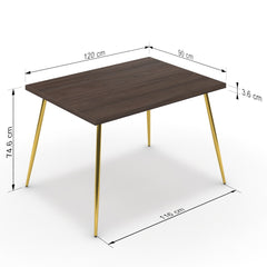 Étkezőasztal - Manu arany lábbal - Sötét rauna szil, méret: 120x90