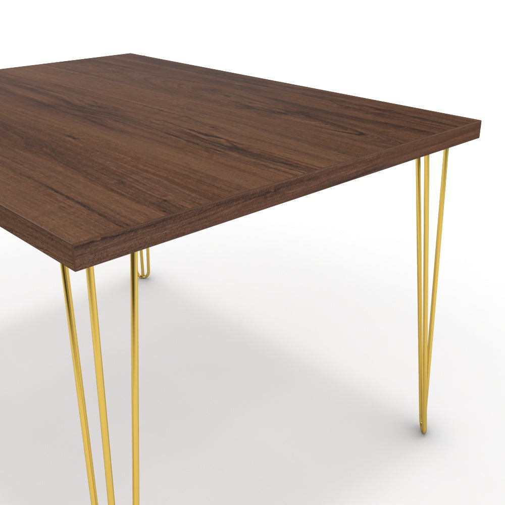 Étkezőasztal - Linga arany lábbal - Mogyoró, méret: 120x90