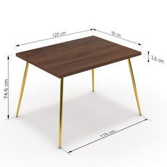 Étkezőasztal - Manu arany lábbal - Mogyoró, méret: 120x90