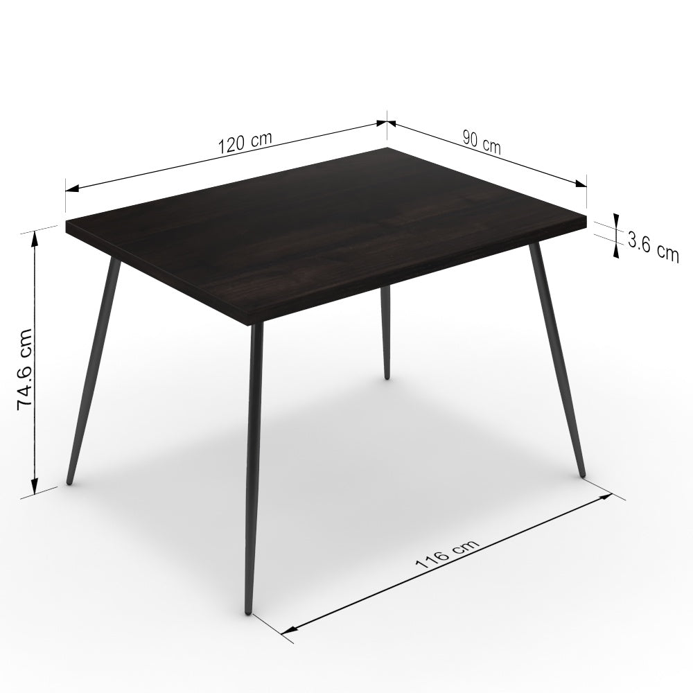 Étkezőasztal - Manu fekete lábbal - Füstölt dió, méret: 120x90