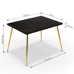 Étkezőasztal - Manu arany lábbal - Füstölt dió, méret: 120x90