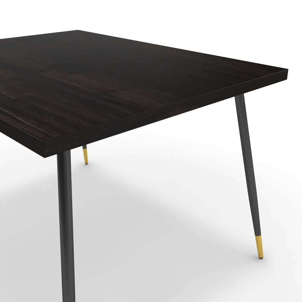 Étkezőasztal - Manu fekete és arany lábbal - Füstölt dió, méret: 120x90
