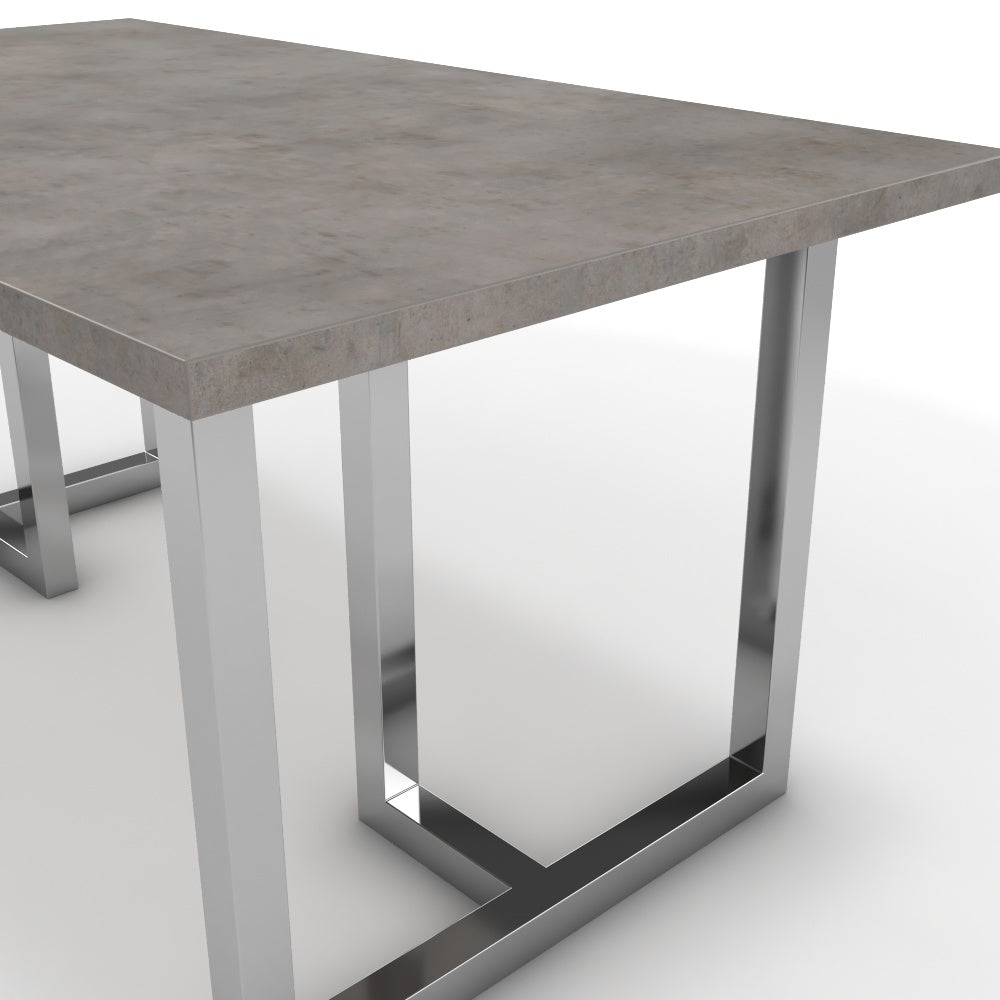 Étkezőasztal - Asara króm lábbal - Vil.szürke Chicago beton, méret: 160x90