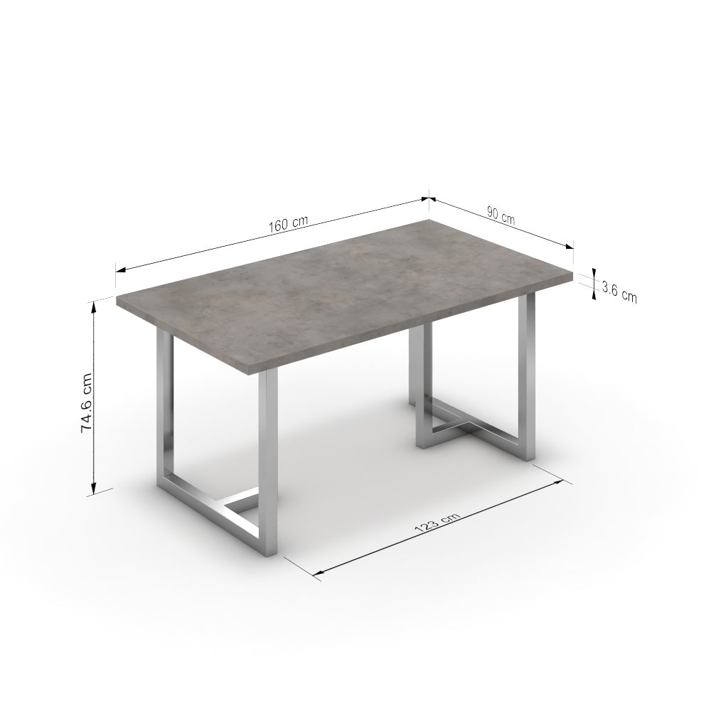Étkezőasztal - Asara króm lábbal - Vil.szürke Chicago beton, méret: 160x90