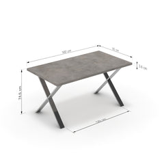 Étkezőasztal - Préma króm lábbal - Vil.szürke Chicago beton, méret: 160x90