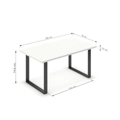 Étkezőasztal - Antara fekete lábbal - Alpesi fehér, méret: 160x90
