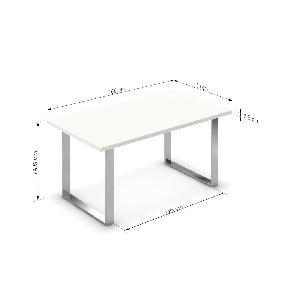Étkezőasztal - Antara króm lábbal - Alpesi fehér, méret: 160x90