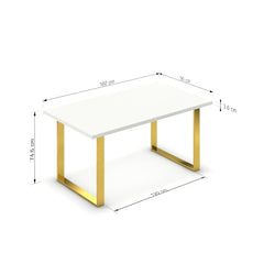 Étkezőasztal - Antara arany lábbal - Alpesi fehér, méret: 160x90