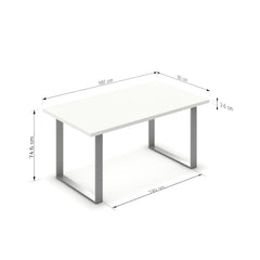 Étkezőasztal - Antara festett ezüst lábbal - Alpesi fehér, méret: 160x90