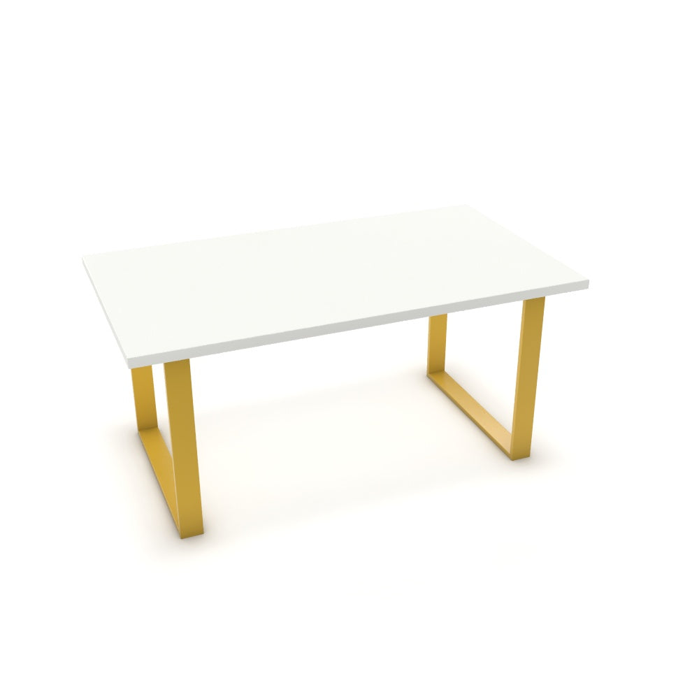 Étkezőasztal - Antara festett arany lábbal - Alpesi fehér, méret: 160x90