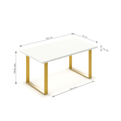 Étkezőasztal - Antara festett arany lábbal - Alpesi fehér, méret: 160x90