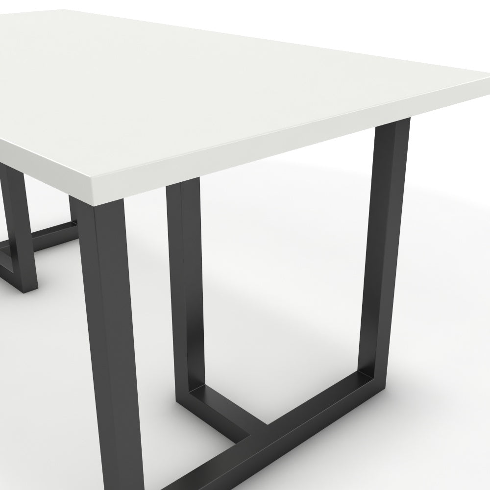 Étkezőasztal - Asara fekete lábbal - Alpesi fehér, méret: 160x90