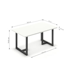 Étkezőasztal - Asara fekete lábbal - Alpesi fehér, méret: 160x90