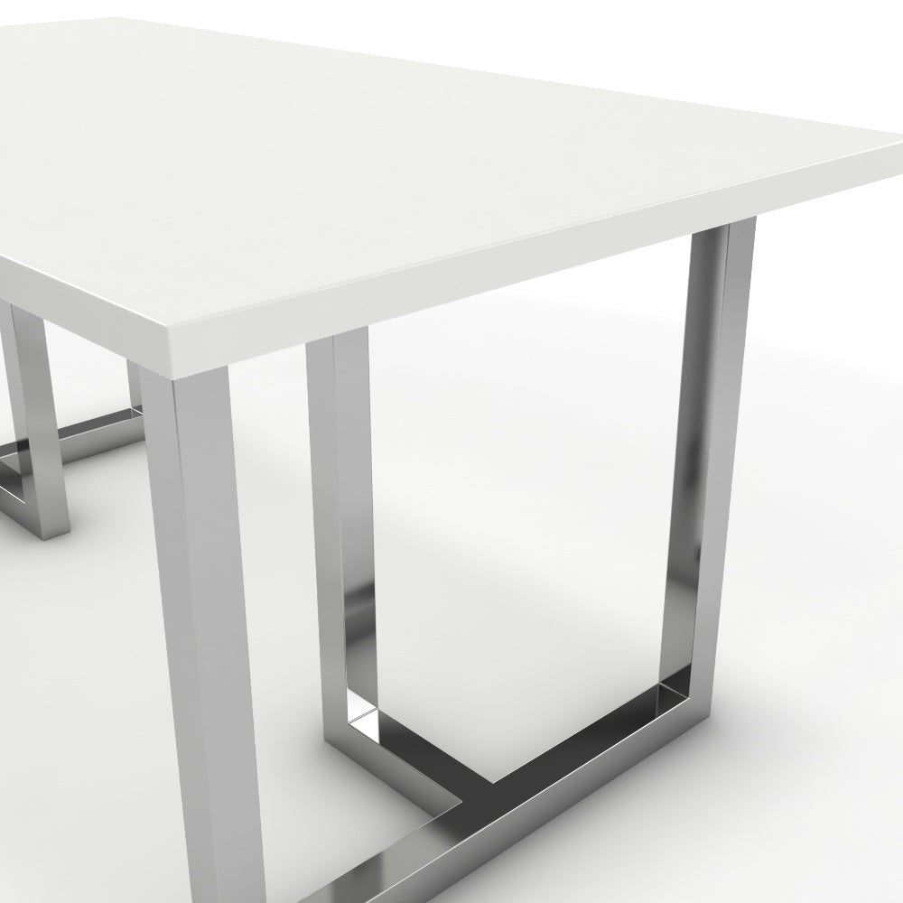 Étkezőasztal - Asara króm lábbal - Alpesi fehér, méret: 160x90