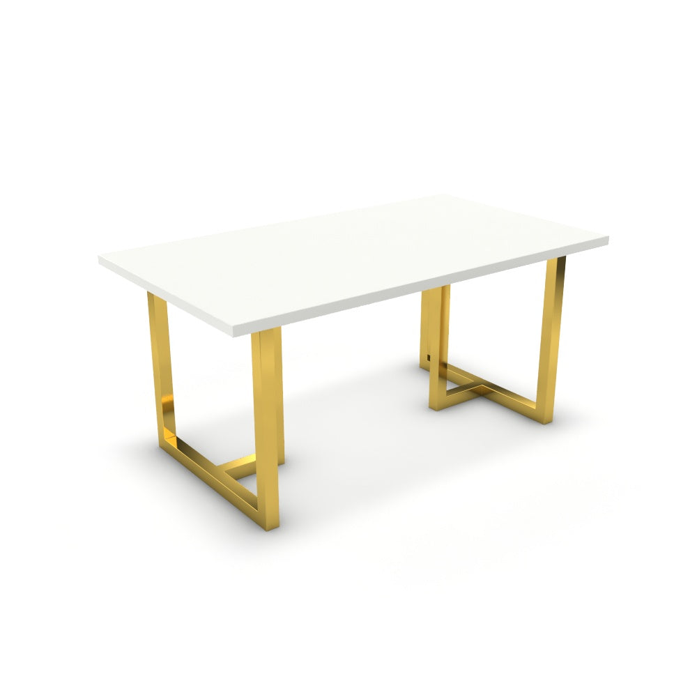Étkezőasztal - Asara arany lábbal - Alpesi fehér, méret: 160x90
