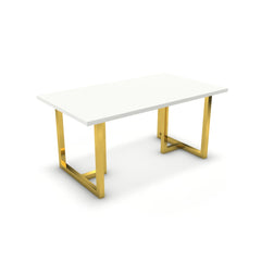 Étkezőasztal - Asara arany lábbal - Alpesi fehér, méret: 160x90