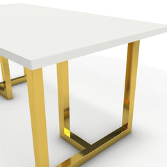 Étkezőasztal - Asara arany lábbal - Alpesi fehér, méret: 160x90