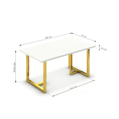 Étkezőasztal - Asara arany lábbal - Alpesi fehér, méret: 160x90