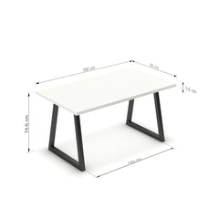 Étkezőasztal - Bala fekete lábbal - Alpesi fehér, méret: 160x90