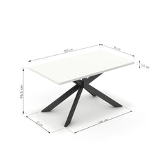 Étkezőasztal - Jama fekete lábbal - Alpesi fehér, méret: 160x90