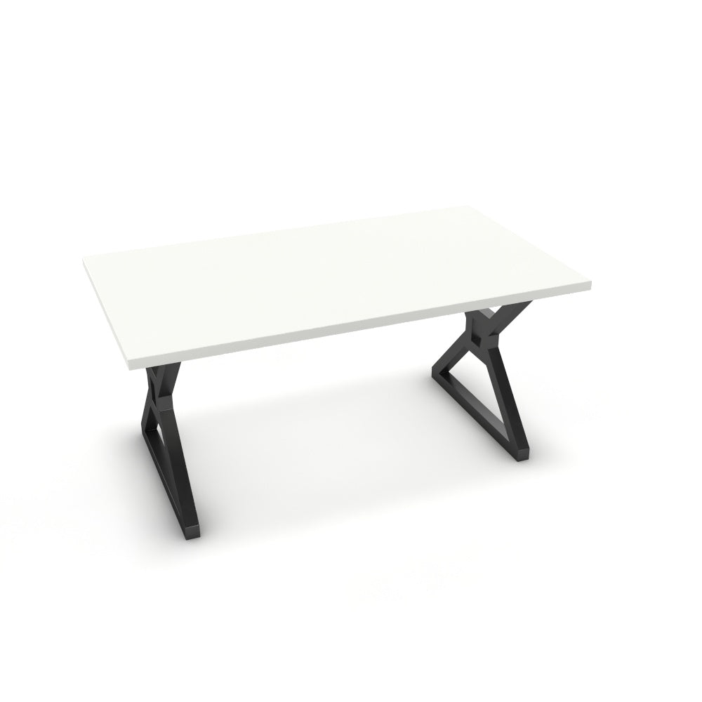 Étkezőasztal - Mandira fekete lábbal - Alpesi fehér, méret: 160x90