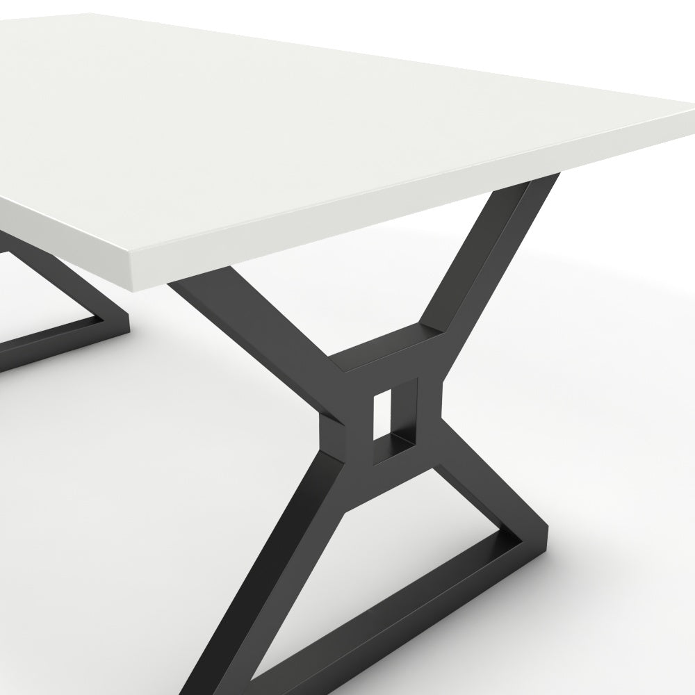 Étkezőasztal - Mandira fekete lábbal - Alpesi fehér, méret: 160x90