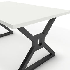 Étkezőasztal - Mandira fekete lábbal - Alpesi fehér, méret: 160x90