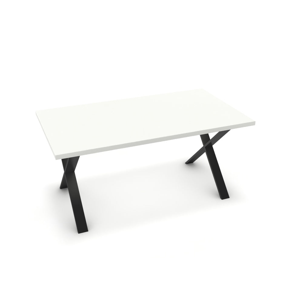 Étkezőasztal - Préma fekete lábbal - Alpesi fehér, méret: 160x90