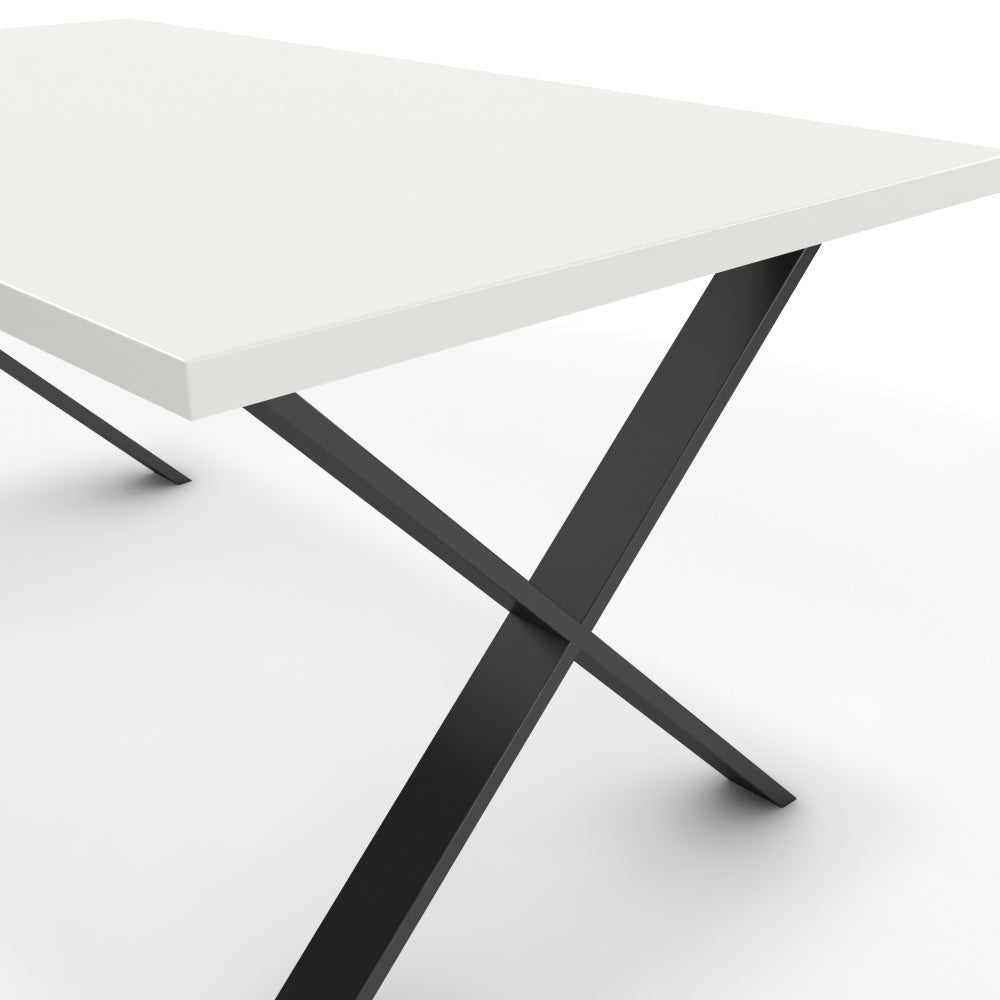 Étkezőasztal - Préma fekete lábbal - Alpesi fehér, méret: 160x90