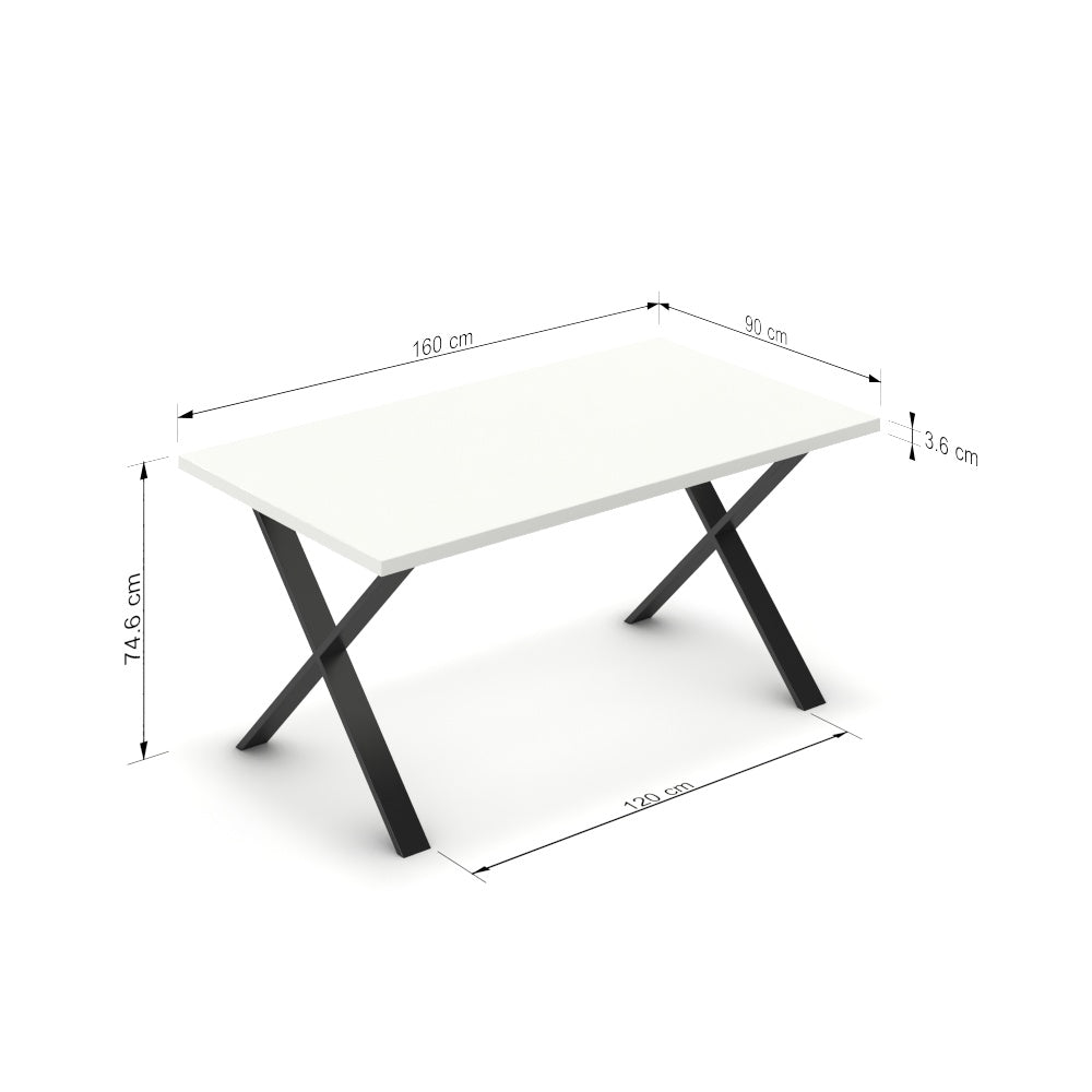 Étkezőasztal - Préma fekete lábbal - Alpesi fehér, méret: 160x90