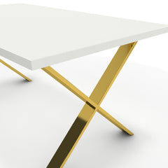 Étkezőasztal - Préma arany lábbal - Alpesi fehér, méret: 160x90