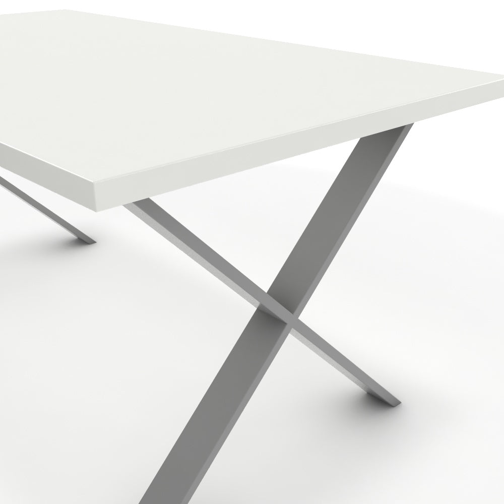 Étkezőasztal - Préma festett ezüst lábbal - Alpesi fehér, méret: 160x90