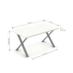 Étkezőasztal - Préma festett ezüst lábbal - Alpesi fehér, méret: 160x90