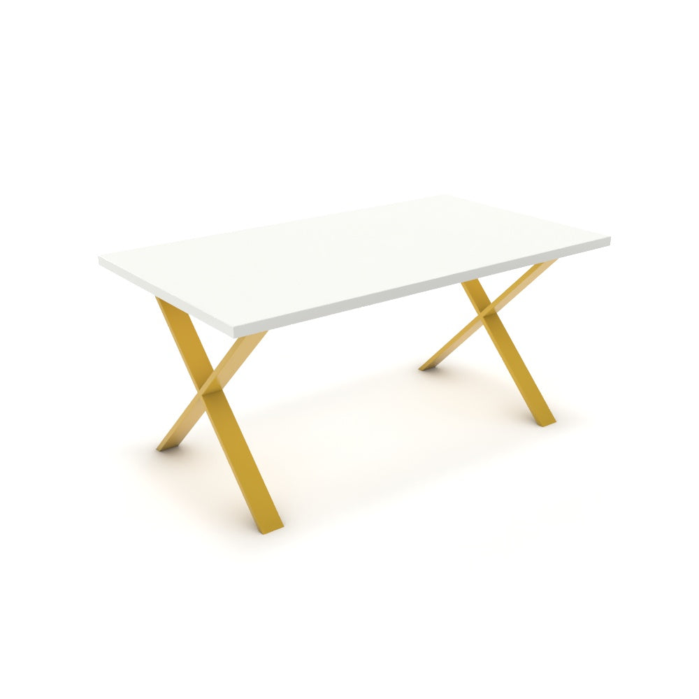 Étkezőasztal - Préma festett arany lábbal - Alpesi fehér, méret: 160x90