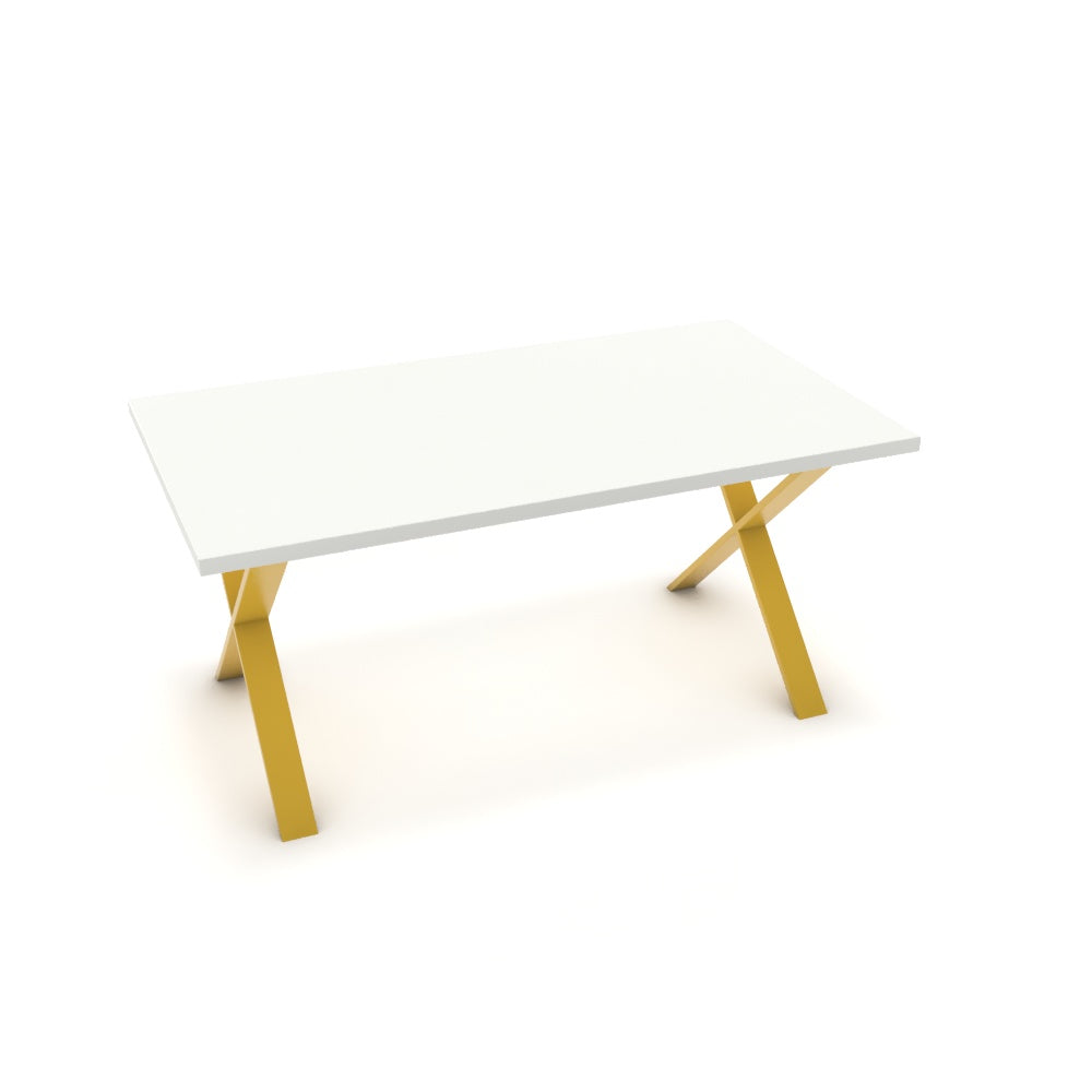 Étkezőasztal - Préma festett arany lábbal - Alpesi fehér, méret: 160x90