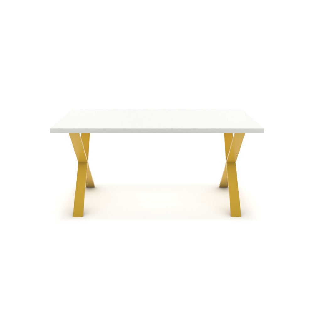 Étkezőasztal - Préma festett arany lábbal - Alpesi fehér, méret: 160x90