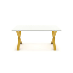 Étkezőasztal - Préma festett arany lábbal - Alpesi fehér, méret: 160x90