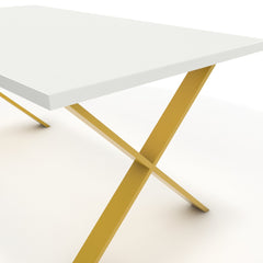 Étkezőasztal - Préma festett arany lábbal - Alpesi fehér, méret: 160x90