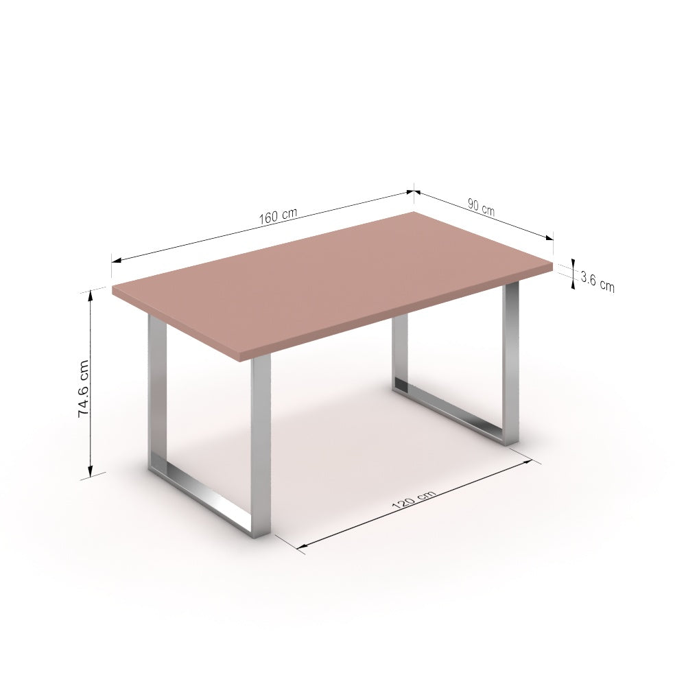 Étkezőasztal - Antara króm lábbal - Antik rózsaszín, méret: 160x90