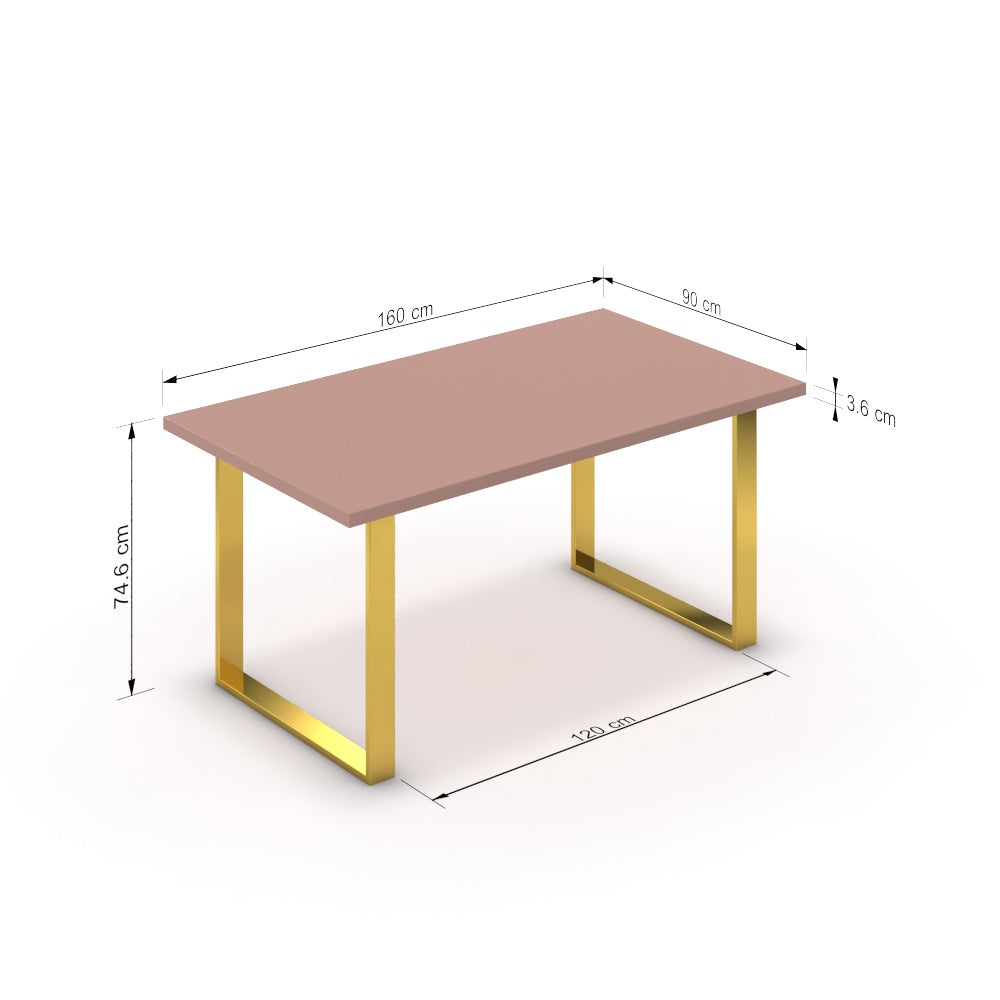 Étkezőasztal - Antara arany lábbal - Antik rózsaszín, méret: 160x90