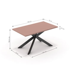 Étkezőasztal - Jama fekete lábbal - Antik rózsaszín, méret: 160x90