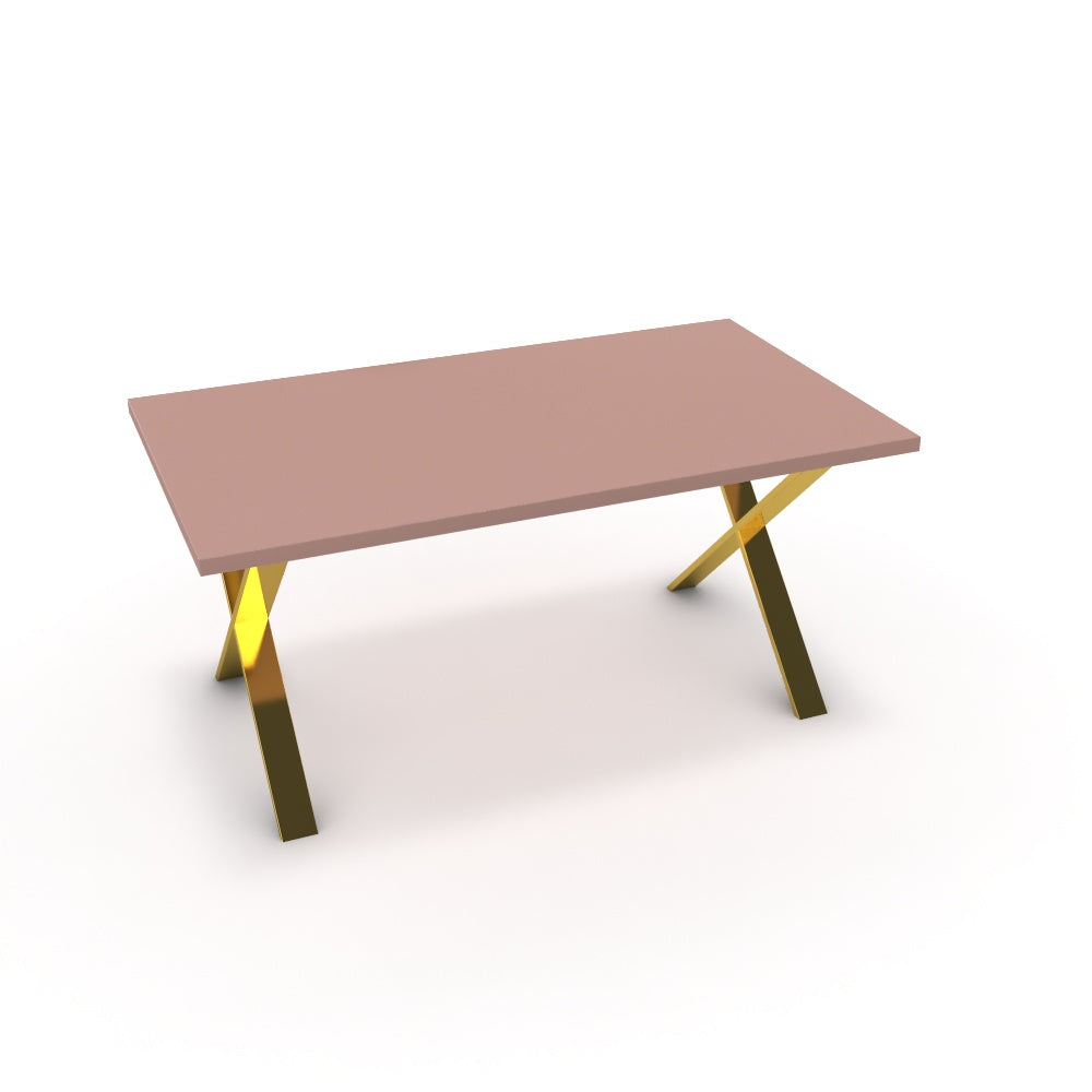 Étkezőasztal - Préma arany lábbal - Antik rózsaszín, méret: 160x90