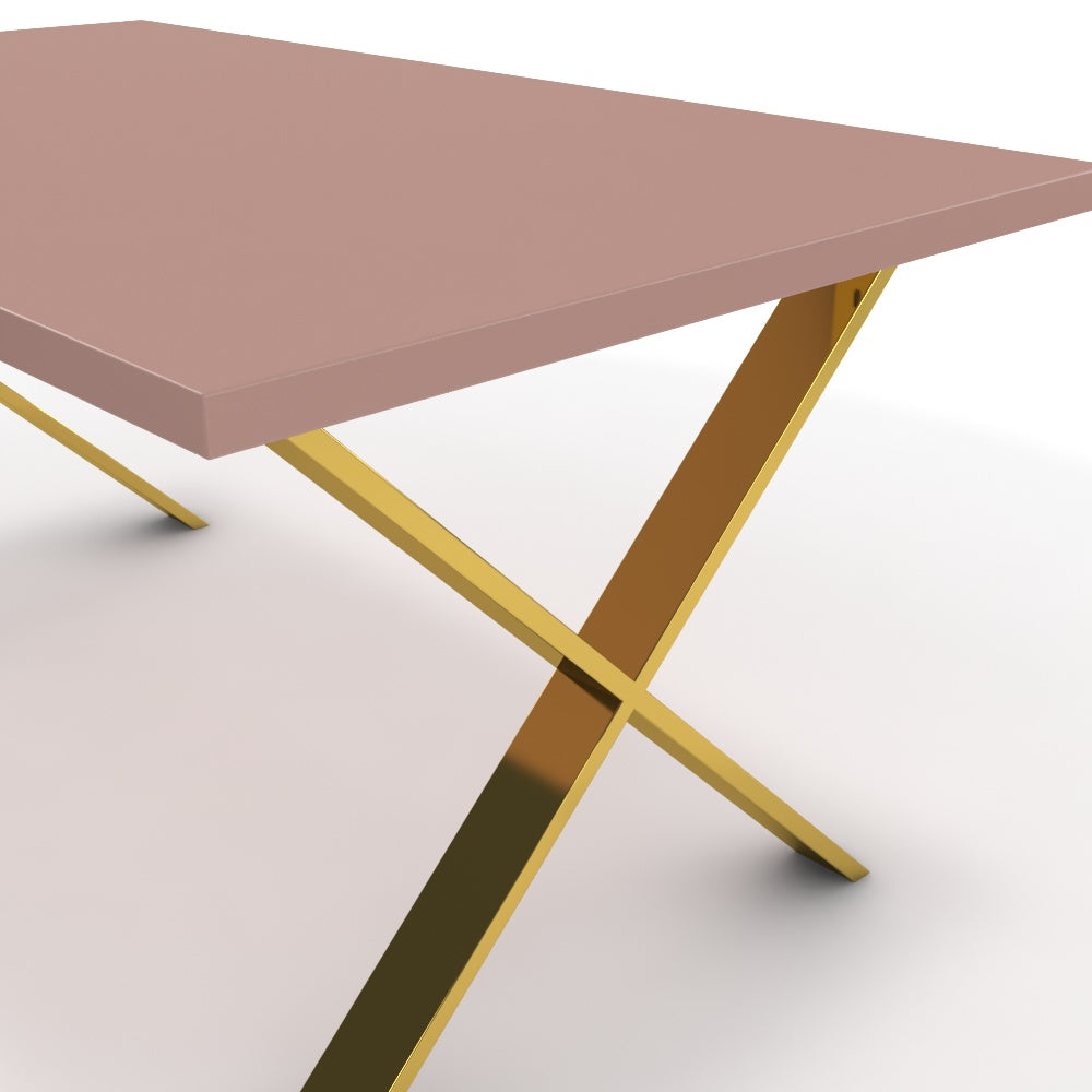 Étkezőasztal - Préma arany lábbal - Antik rózsaszín, méret: 160x90