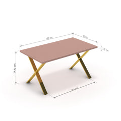 Étkezőasztal - Préma arany lábbal - Antik rózsaszín, méret: 160x90