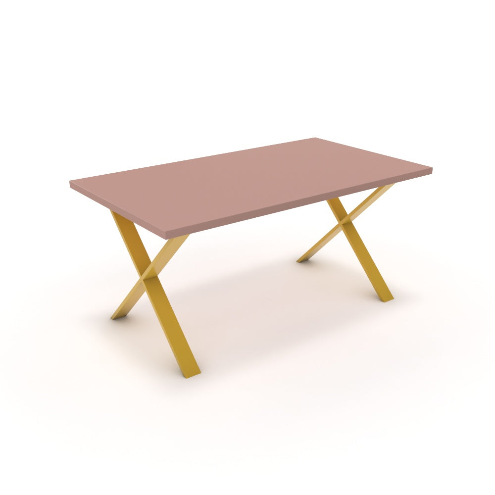 Étkezőasztal - Préma festett arany lábbal - Antik rózsaszín, méret: 160x90