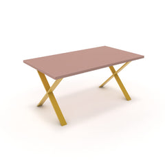 Étkezőasztal - Préma festett arany lábbal - Antik rózsaszín, méret: 160x90