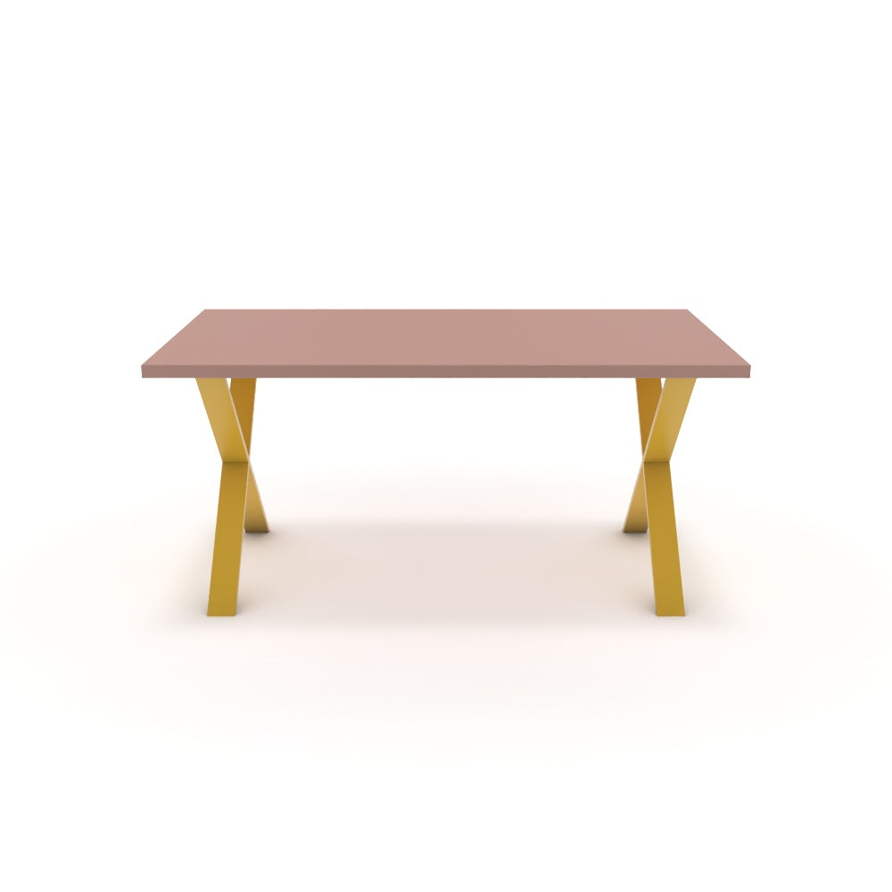 Étkezőasztal - Préma festett arany lábbal - Antik rózsaszín, méret: 160x90