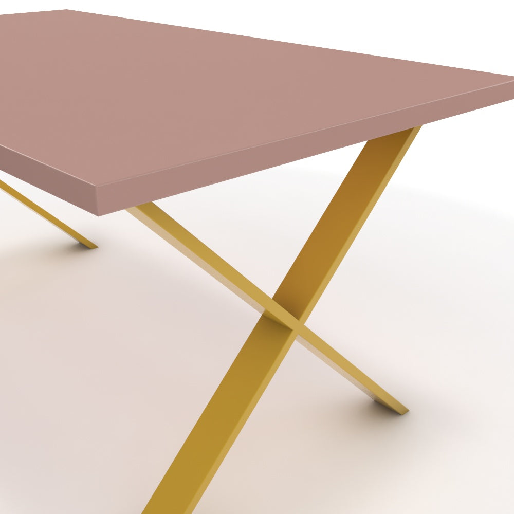 Étkezőasztal - Préma festett arany lábbal - Antik rózsaszín, méret: 160x90