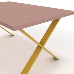 Étkezőasztal - Préma festett arany lábbal - Antik rózsaszín, méret: 160x90