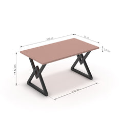 Étkezőasztal - Uttama fekete lábbal - Antik rózsaszín, méret: 160x90